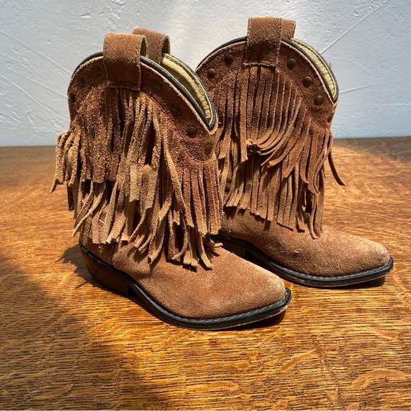 SMOKEY MOUNTAIN BROWN LEATHER FRINGE STUDDED COWGIRL COUNTRY WISTERIA BOOTS - Picture 5 of 16